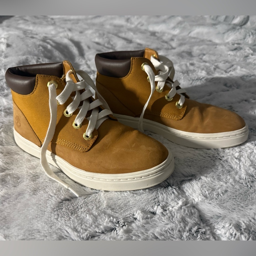 Timberland Tan and White Ankle Boots